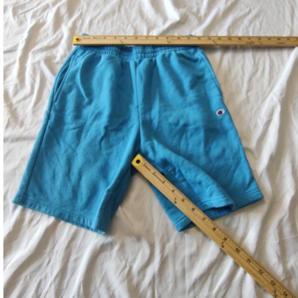 Champion Fleece Shorts Kids Size M Blue Excellent Athletic Logo Pockets